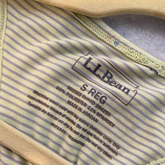 L.L. Bean Size S Green Gray Stripe Racerback Stretchy Pullover Athletic Top Logo - Picture 8 of 8